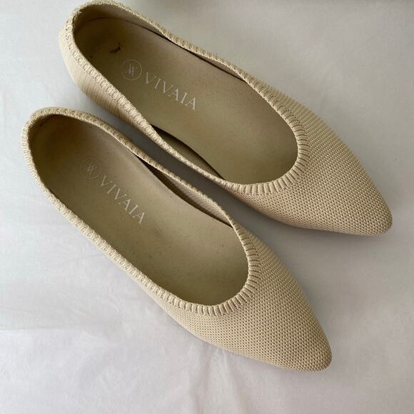 Vivaia Pointed Toe Ballet Flats Size 38 Natural Peach - Picture 7 of 14